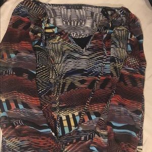 Multi colored shift dress w/black under slip